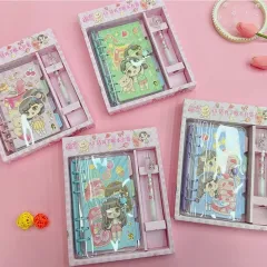 Cartoon Graphic Loose Leaf Note Book with Pen